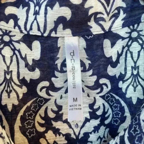 DNA couture women’s blue /white floral print button down front pocket pre-owned - Picture 7 of 7